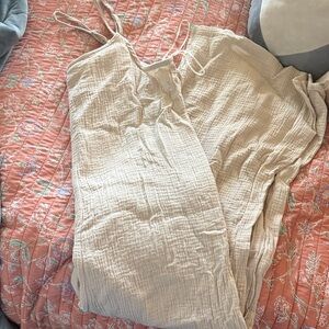 Beige Wide-Leg Pantsuit